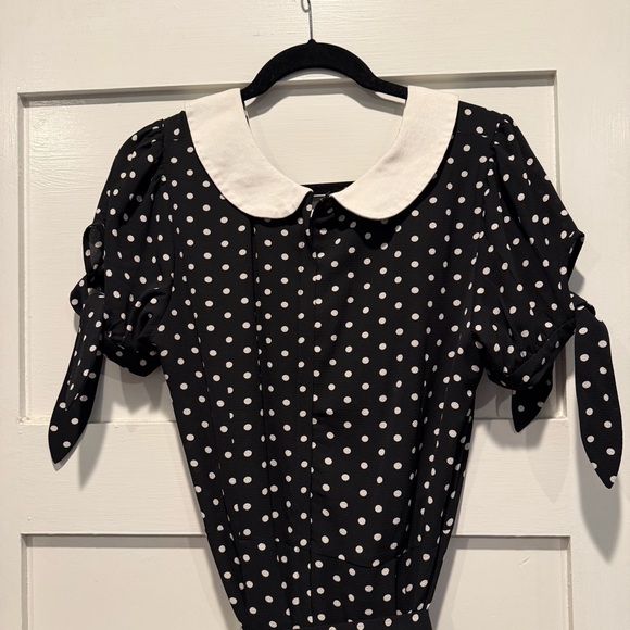 Collectif Black and White Polka Dot Midi Dress from Unique Vintage, XL - Picture 3 of 8
